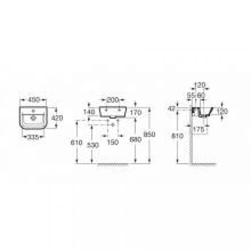 Lavabo mural The Gap 45 x 42 cm Roca