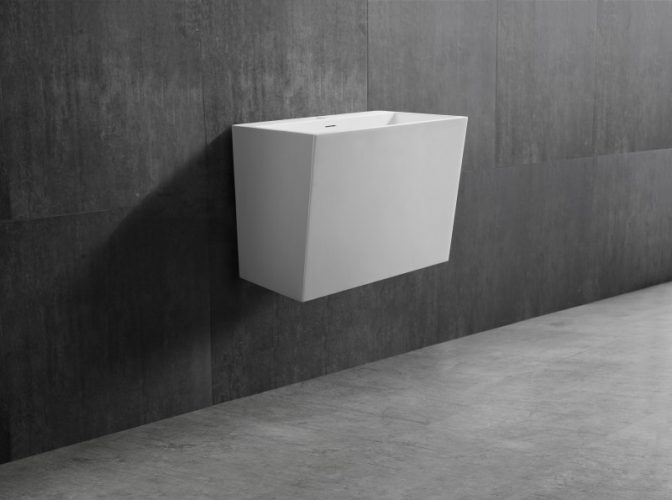 Lavabo mural TW18 en pierre solide – Solid Surface – 50 x 35 x 40 cm