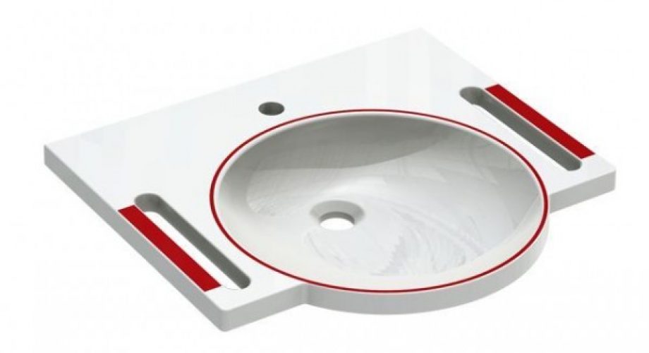 Lavabo PMR Hewi 600 mm Rouge Rubis