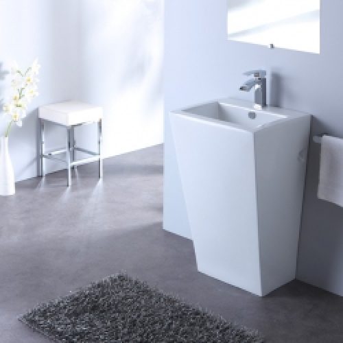 Lavabo sur pied carré Design Totem blanc