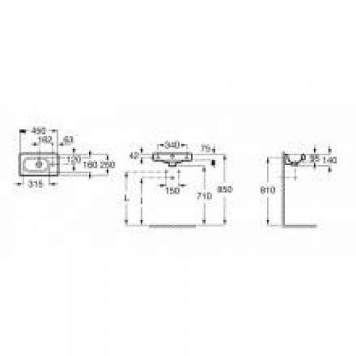 Lave-mains Meridian 45 x 25 cm Roca
