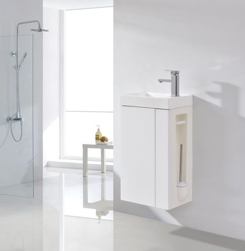 Lave-mains pour WC ou petite salle de bain Compact 400  – blanc mat