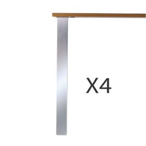 Lot 4 pieds de table carré aspect inox brossé L60xH870