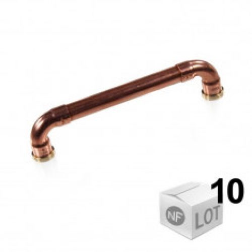 Lot de 10 poignées de meuble cuivre « Industriel » – Entraxe 128 cm Ø12 – Arcanaute