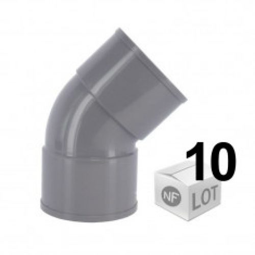 Lot de 10 raccords PVC – Coude à 45° FF Ø32 ou Ø40 ou Ø50 ou Ø100 – FIRST-PLAST