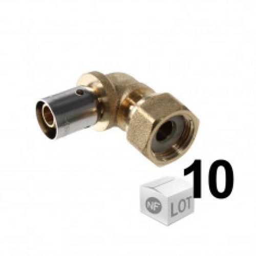 Lot de 10 raccords à sertir Coude PER Ø16×1,5 – Femelle écrou Libre 3/4&Prime;(20/27)