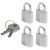 Lot de 4 cadenas à clé s’entrouvrants – largeur 20mm – aluminium massif