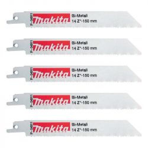 Lot De 5 Lames De Scie Sabre Makita P 04911 Bi Metal Flexibles Pour Acier Et Inox 25 A 35 Mm Et Metaux Non Ferreux 150 Mm