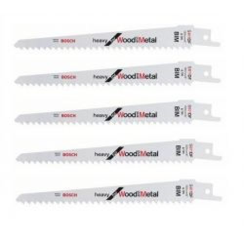 Lot De 5 Lames De Scie Sabre S 611 Df Bosch 2608656258 Pour Bois Et Metal
