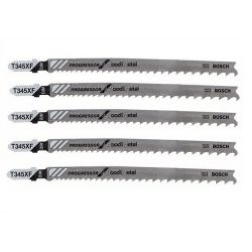 Lot De 5 Lames De Scie Sauteuse T 345 Xf Bosch 2608634994 Pour Bois Et Metal