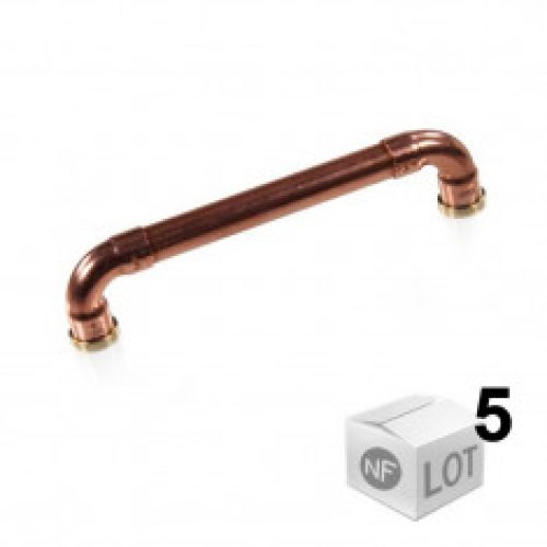 Lot de 5 poignées de meuble cuivre « Industriel » – Entraxe 128 cm Ø12 – Arcanaute
