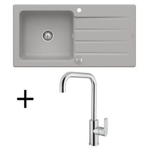 Lot Evier céramique fossil 1 grand bac Villeroy & Boch ARCHITECTURA + Mitigeur CRBMI210