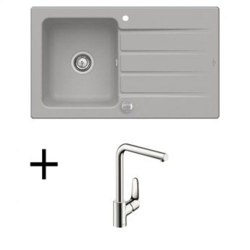 Lot Evier céramique fossil ARCHITECTURA 1 bac + Mitigeur HANSGROHE CRBMI189