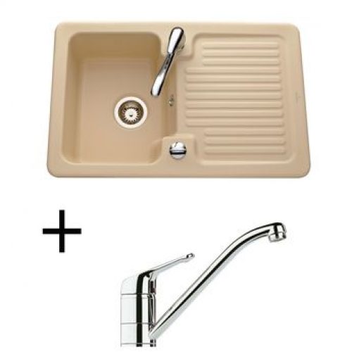 Lot Evier céramique sable 1 bac CONDOR + Mitigeur CRBMI007