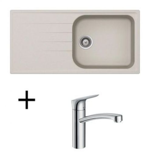 Lot Evier granit everest SCHOCK VIOLA 1 grand bac + Mitigeur HANSGROHE CRBMI190