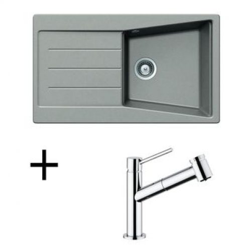 Lot Evier granit gris 1 bac BRUYERE + Mitigeur CRBMD063