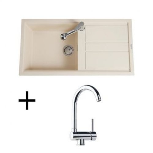 Lot Evier keratek beige 1 grand bac BEST + Mitigeur CRBMI024