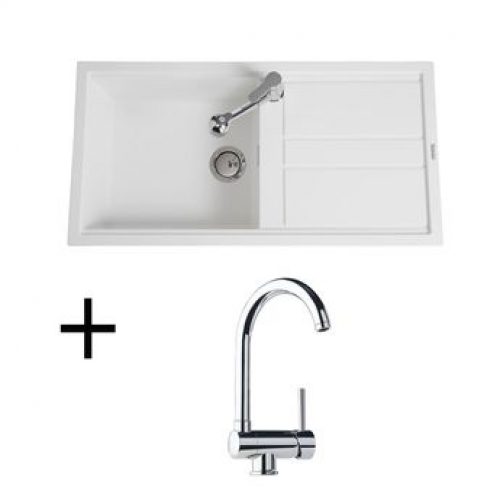 Lot Evier keratek blanc 1 grand bac BEST + Mitigeur CRBMI024