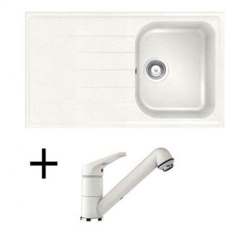 Lot SCHOCK Evier granit blanc 1 bac VIOLA + Mitigeur CRBMD228