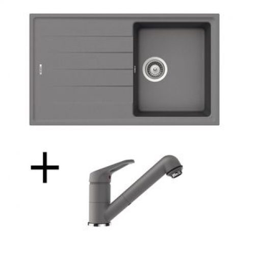 Lot SCHOCK Evier granit gris 1 bac ELEMENT + Mitigeur CRBMD229
