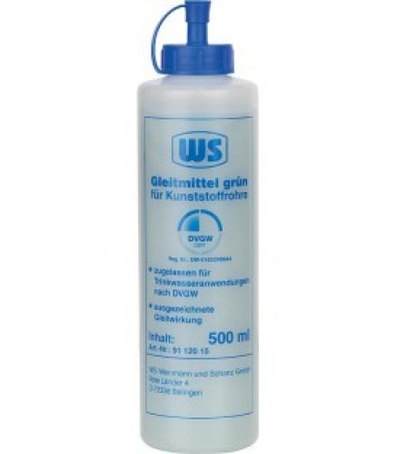 Lubrifiant WS pour tuyau plastique vert – approuvé DVGW flacon doseur 250 ml
