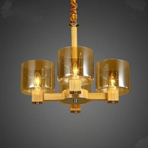 Lustre aspect Bois à 4 lumières en Verre