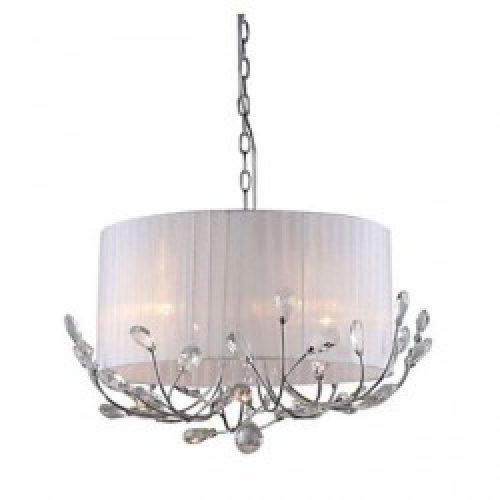 Lustre chromé en Cristal décoré par tissu