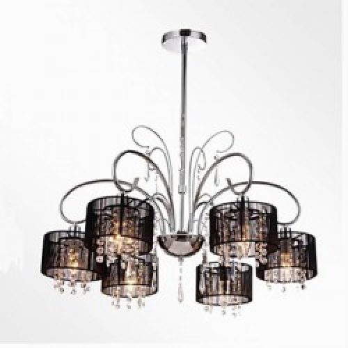 Lustre Continental avec 6 lampes à couvercle noire