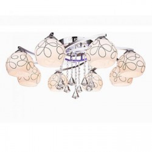 Lustre de Plafond chrome à 8 lumières en Verre à motif Noir