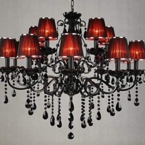 Lustre à deux niveaux en Métal et Cristal