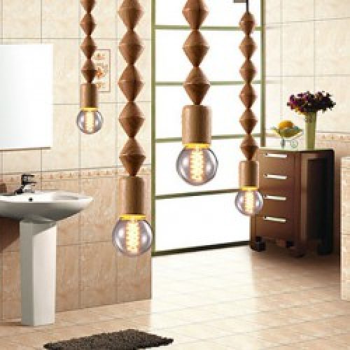 Lustre en Bois à Boule en Verre 60W