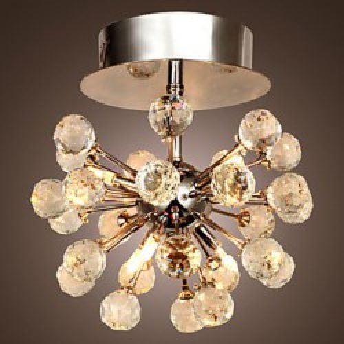 Lustre en Chrome de Cristal, 10W, forme florale