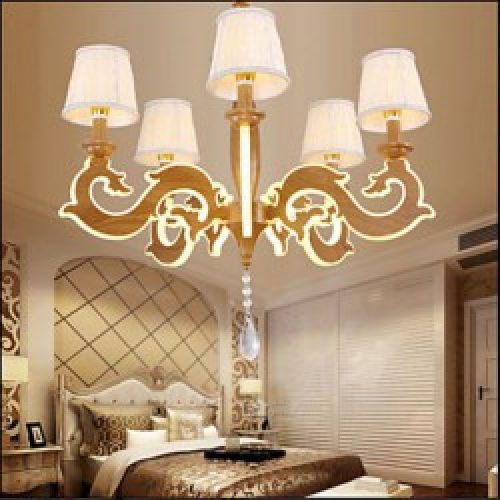 Lustre en méta Marron avec 5 abats-jours