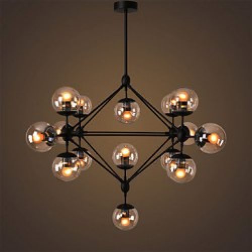 Lustre en Métal à 15 billes de verre