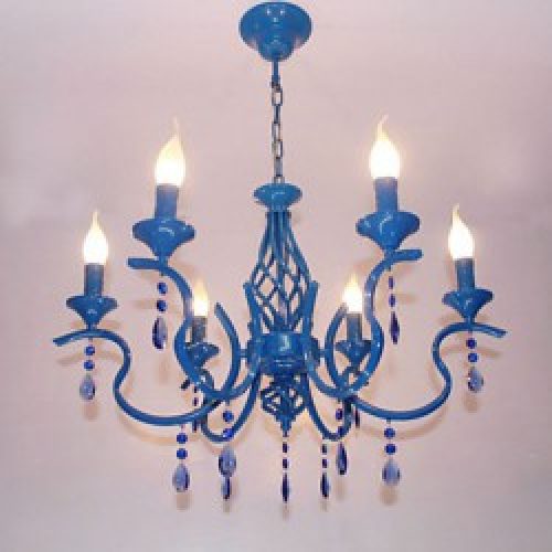 Lustre en Métal à 6 lampes style rustique – Bleu