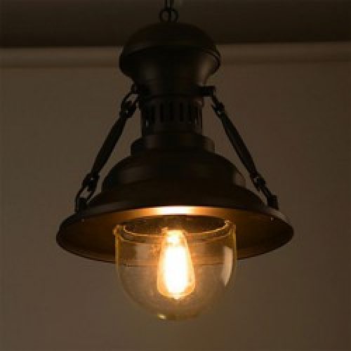 Lustre en Métal et verre à style rétro