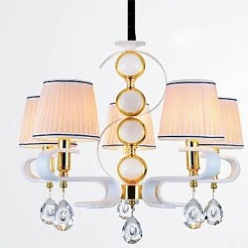 Lustre luxueux moderne bague dorée à 5 lumières