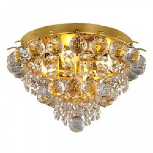 Lustre Moderne doré en Cristal avec 5 slots à ampoule