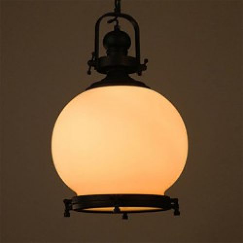 Lustre métallique à boule luminaire en Verre