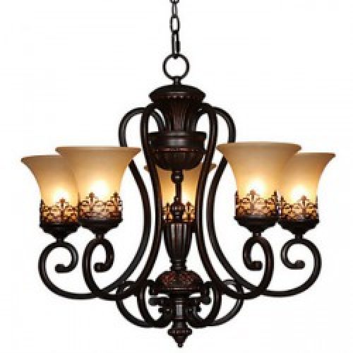 Lustre Noir en Métal à 5 lampes