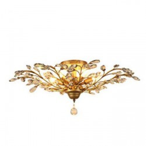 Lustre plaqué décoré en Cristal à 3 lampes