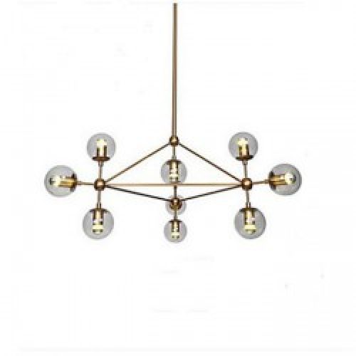 Lustre plaqué en Métal à 9 lampes en verre