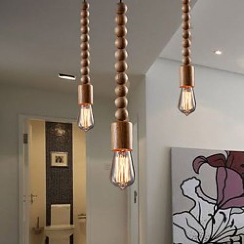 Lustre Rétro décoré en Bois