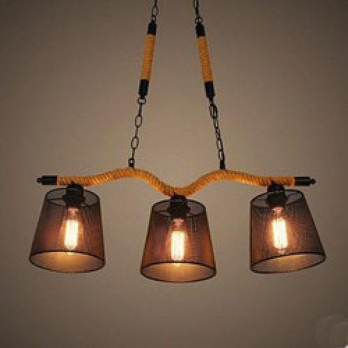 Lustre Rustique en Bois à 3 lumières