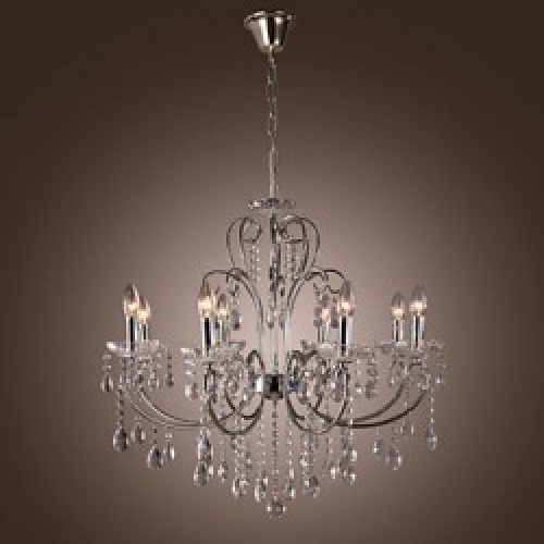 Lustre traditionnel chromé en Cristal