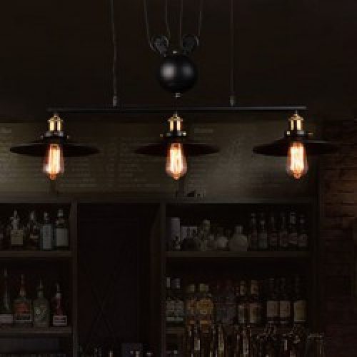 Lustre Vintage en métal noir 3 x 60W