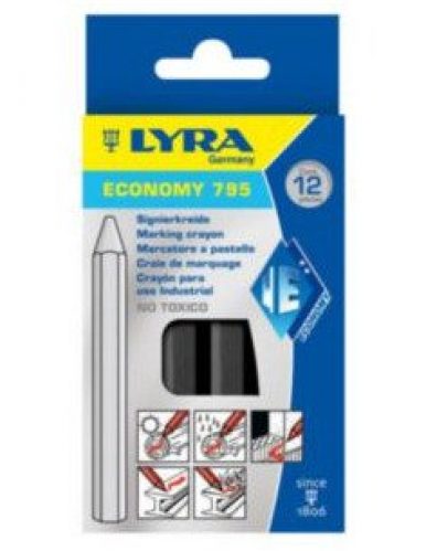 LYRA – Boîte de 12 craies de marquage 110×11 mm noir  – 4850099