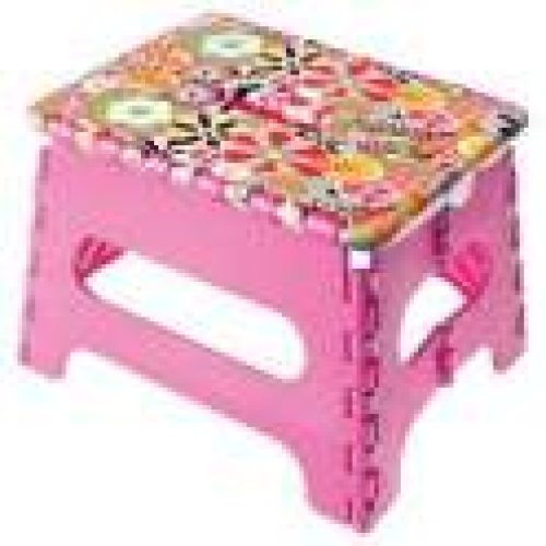 Marchepied pliable en plastique, hauteur 32cm, fleurs roses