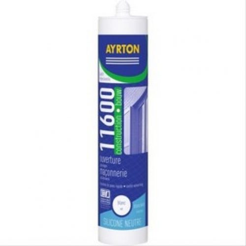 Mastic construction silicone 11600 blanc – 300ml – AYRTON