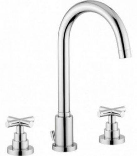 Melangeur lavabo 3 trous Spring avec écoulement saillie 165 mm, chromé